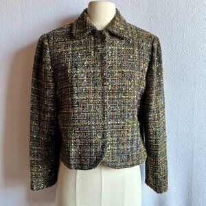 Vintage Woven Tweed Career Office Jacket Blazer Fall Colors Made in USA